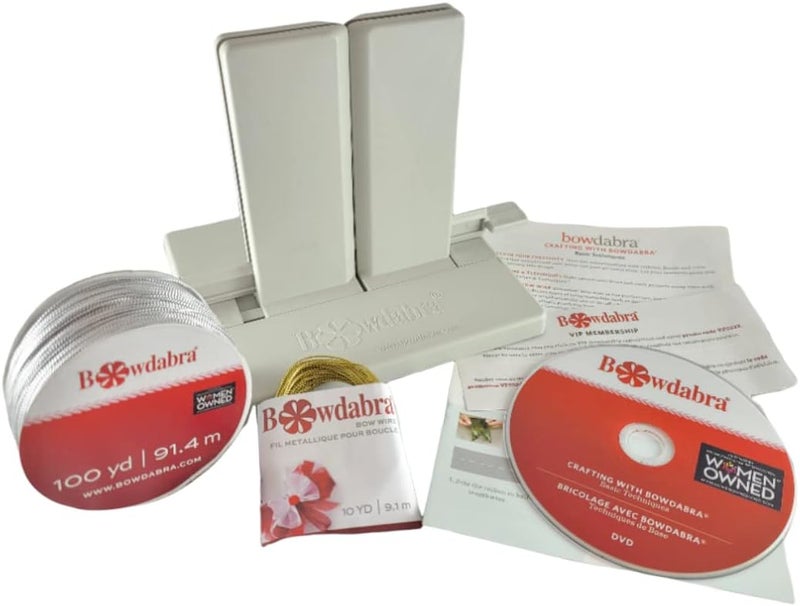 Bowdabra Bow Maker Kit, Large Bundle with 100yd Silver Bow Wire for Creating Ribbon Gift Bows, Swags, Decorations, Hair Bows, Party Favors, Corsages, Wreath Bows, Christmas Decor - Image 1